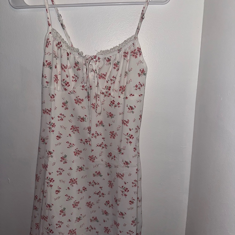 Floral White and Pink Dress